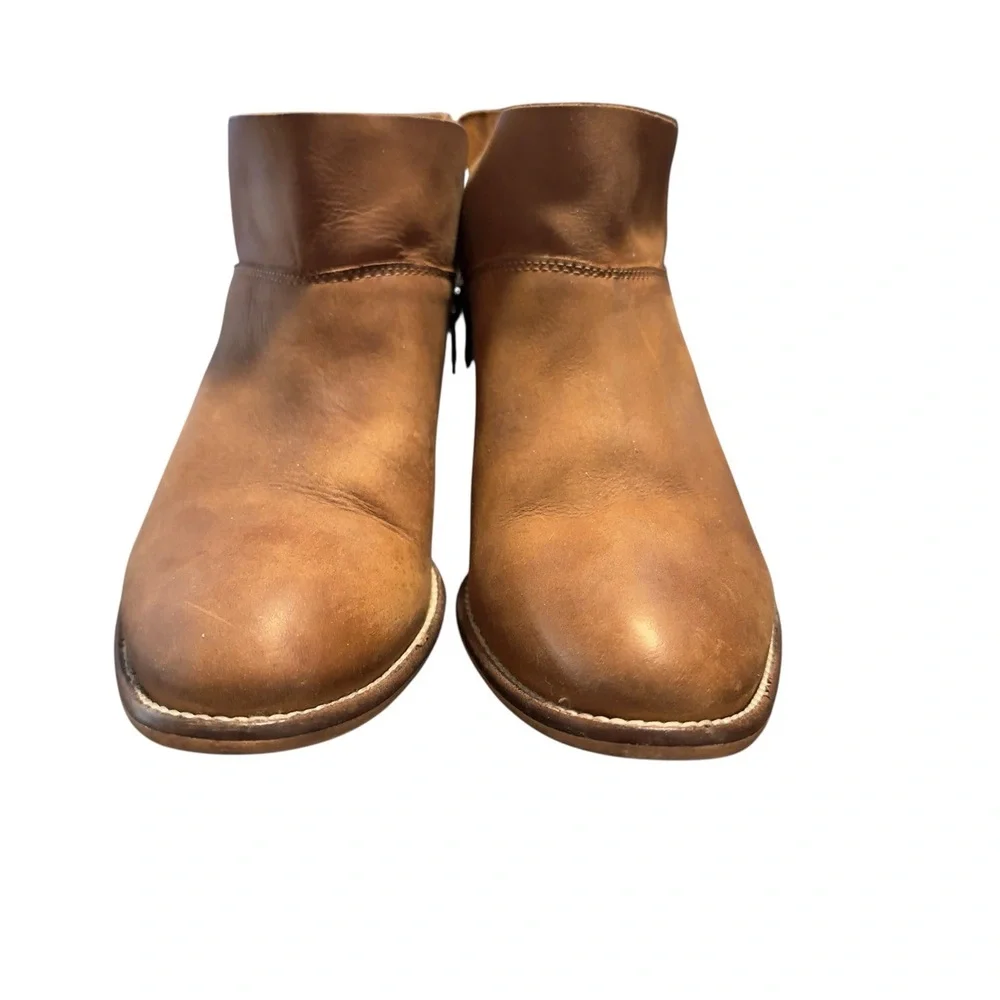 Anthropologie Seycheffe Womens Brown Suede Notched SlipOn Ankle Boots Size 6.5 - Picture 5 of 6